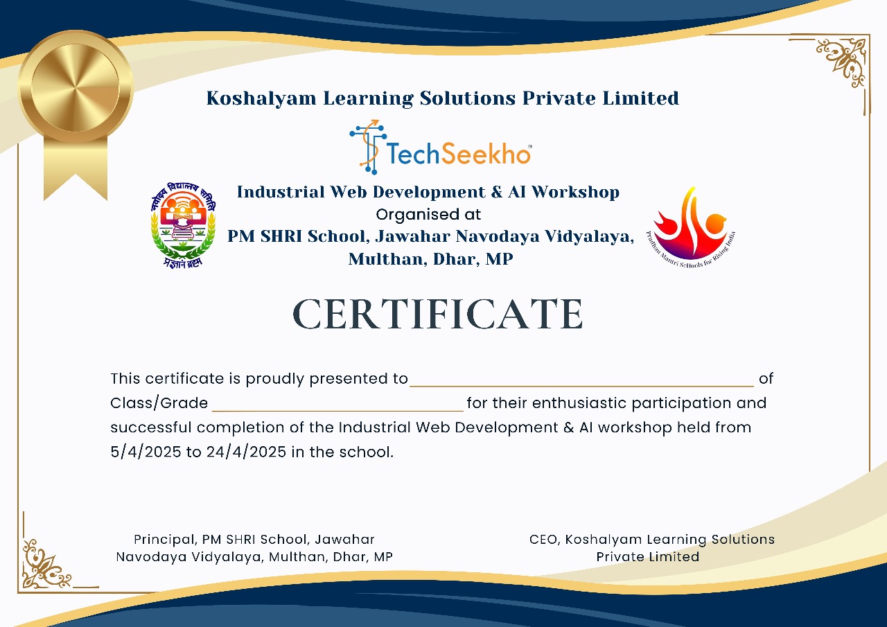 Authentic TechSeekho Seminar Certificate Demonstration